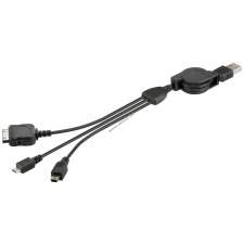 Goobay adatkábel 3 az 1-ben ki és visszahúzható USB->micro USB /mini USB iPhone/iPad/iPod fekete 75c kábel és adapter