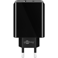 Goobay Hálózati USB-A + USB-C gyorstöltő 28W Fekete (44960) mobiltelefon kellék