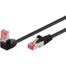 Goobay S/FTP CAT6 90° derékszögű Patch kábel 2m Fekete kábel és adapter