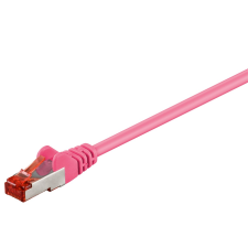Goobay S/FTP CAT6 Patch kábel 0.25m - Magenta (93339) kábel és adapter