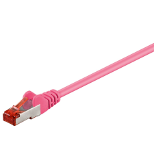 Goobay S/FTP CAT6 Patch kábel 10m - Magenta kábel és adapter