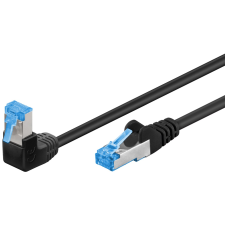 Goobay S/FTP CAT6a 90° Derékszögű patch kábel 0.25m - Fekete (51555) kábel és adapter