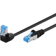 Goobay S/FTP CAT6a 90° Derékszögű Patch kábel 1m Fekete kábel és adapter