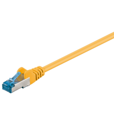 Goobay S/FTP CAT6a Patch kábel 0.5m - Sárga kábel és adapter