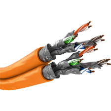 Goobay S/FTP CAT7a Duplex installációs kábel 500m - Narancssárga kábel és adapter