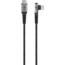 Goobay USB-C apa - USB-C apa 90 fokos Adat és töltő kábel - Szürke (2m) kábel és adapter