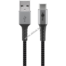 Goobay USB-C kábel, szövetborítás, 50cm, szürke 60W - Kiárusítás! mobiltelefon kellék