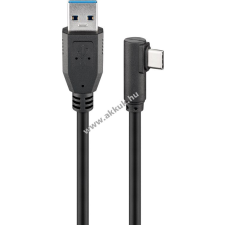 Goobay USB-C töltő és adatkábel, 90 fokban hajlított fejjel, fekete, 50cm - Kiárusítás! mobiltelefon kellék