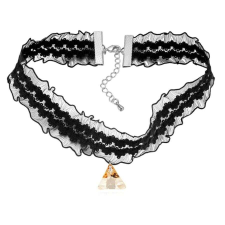 Gótikus csipkés nyaklánc- háromszög alakú Swarovski kristállyal- borostyán nyaklánc
