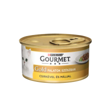 GOURMET GOLD Csirkével és májjal szószban nedves macskaeledel – 4×85 g macskaeledel