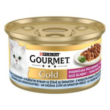 Gourmet GOURMET GOLD Tengeri hallal szószban spenóttal duó élmény nedves macskaeledel 85g macskaeledel