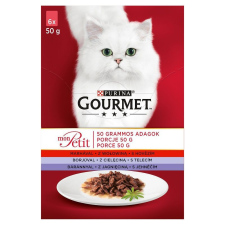 Gourmet Mon Petit Marhával/Borjúval/Báránnyal 6x50g macskaeledel