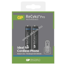 GP akku ReCyko+ Pro HR03 Micro AAA vezeték nélk. telefon 2db/csom. 650mAh tölthető elem