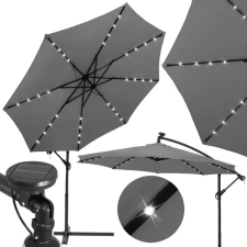 Grafit kerti napernyő 300 cm, napelemes 32 LED, tekerős mechanika kerti bútor