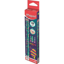  Grafitceruza radírral, HB, háromszögletű, MAPED "Pixel Party", 12 darab ceruza