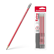 Grafitirón ErichKrause Extra HB háromszögletű radírral 3 db/bliszter ceruza
