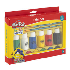 Grafix Play-Doh - Festékkészlet, 6 x 30 ml akrilfesték + 2 ecset + 5 vízfesték kreatív és készségfejlesztő