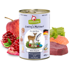 Granatapet Liebling´s Mahlzeit Vad és lazac konzerv 400 g 6db kutyaeledel