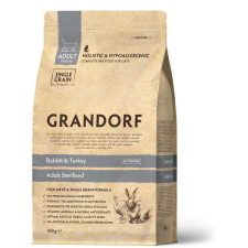 Grandorf GRANDORF CAT Rabbit and Turkey Adult Sterilized 400g száraz macskatáp macskaeledel
