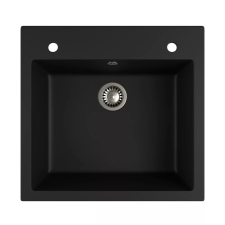 Gránit mosogató EOS Como + dugókiemelő (matt fekete) mosogatótálca