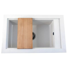  Gránit mosogató Nero Panama + szifon + vágódeszka (fehér) mosogatótálca