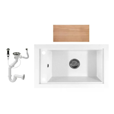  Gránit mosogató Nero Panama + vágódeszka + dugókiemelő (fehér) mosogatótálca