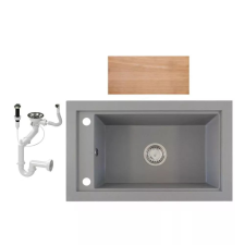 Gránit mosogató Nero Panama + vágódeszka + dugókiemelő (szürke) mosogatótálca