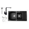 Granitec Nero Master Gránit Mosogató + Design Csaptelep + Dugóemelő + Design Adagoló
