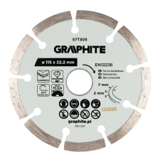 Graphite Gyémánt vágókorong 115x22.2mm, szegmenses, száraz barkácsgép tartozék