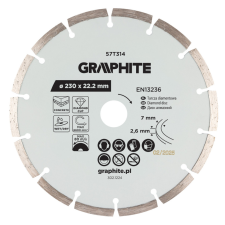 Graphite Gyémánt vágókorong 230x22.2mm, szegmenses, száraz és vizes barkácsgép tartozék