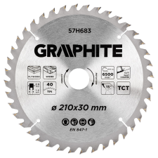Graphite körfűrészlap, keményfém fogakkal, 210 x 30 mm, 40 fog barkácsgép tartozék