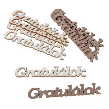  Gratulálok felirat fa fehér-barna 10cm 10db-os dekorációs kellék