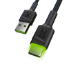 Green Cell Ray USB-A apa - USB-C apa Adat- és töltőkábel 1.2m - Fekete