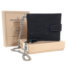 GREEN DEED fekete, rögzítőláncos, motornyomatos, patentos nyelves pénztárca A1MR1021T pénztárca