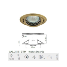  Greenlux álmennyezeti spot lpt.állítható,matt sárgaréz AXL2115-BRM világítás