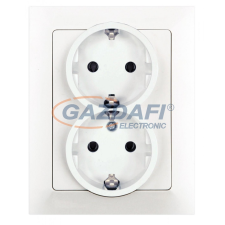 Greenlux GXKP039 Dupla csatlakozóaljzat SCHUKO PREMIUM fehér 250V 16A 2x(2P+PE) villanyszerelés