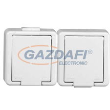 Greenlux GXNP010 Dupla csatlakozóaljzat SCHUKO csapófedéllel JANTAR 250V 16A 2x(2P+PE) villanyszerelés