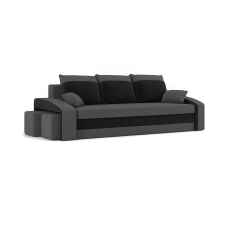 Greensite HEWLET kanapéágy 2 db puffal, normál szövet, hab töltőanyag, bal oldali puff tároló, szürke / fekete bútor
