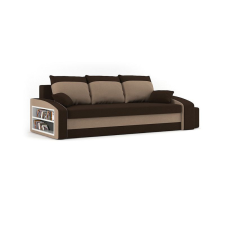 Greensite HEWLET kanapéágy polccal és 2 db puffal, normál szövet, hab töltőanyag, bal oldali polc, jobb oldali puff tároló, barna / cappuccino bútor