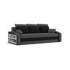 Greensite HEWLET kanapéágy polccal, normál szövet, hab töltőanyag, bal oldali polc, szürke / fekete bútor