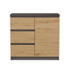 Greensite Riano MIX 1D3S komód, 80x75x40 cm, antracit-tölgy