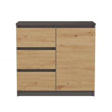 Greensite Riano MIX 1D3S komód, 80x75x40 cm, antracit-tölgy bútor