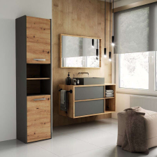 Greensite Riano MIX S40 fürdőszoba szekrény, 40x170x30 cm, antracit-tölgy fürdőszoba bútor