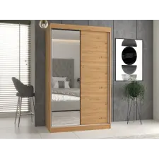 Greensite Shannan IGA 120 tolóajtós gardróbszekrény, 1 tükörrel, tölgy bútor