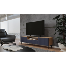 Greensite Shannan MIX RTV KAMA160 TV állvány (egyenes mintázat), tölgy-kék bútor