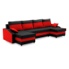 Greensite Sparta sarokkanapé, 1 ágyneműtartóval, szövet anyag, univerzális oldal, hab töltet, fekete - piros
