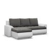 Greensite Tokio sarokkanapé, 2 ágyneműtartóval, bársony + műbőr, baloldali, szürke - fehér