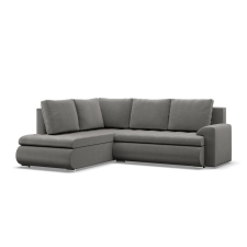Greensite Tokio sarokkanapé, L alakú háttámlával, 2 ágyneműtartóval, bársony, baloldali, világosszürke bútor