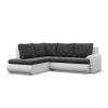 Greensite Tokio sarokkanapé, L alakú háttámlával, 2 ágyneműtartóval, fonott + műbőr, baloldali, sötétszürke - fehér