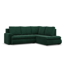Greensite Tokio sarokkanapé, L alakú háttámlával, 2 ágyneműtartóval, kordbársony, jobboldali, zöld bútor